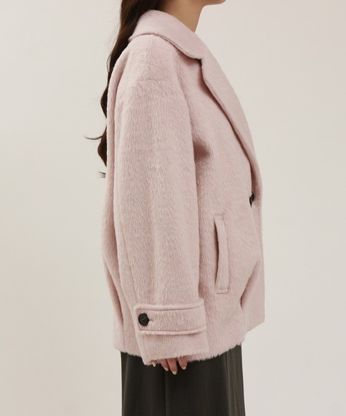 「TRUDEA」 ピーコート MEDIUM チャコールグレー レディース_画像3