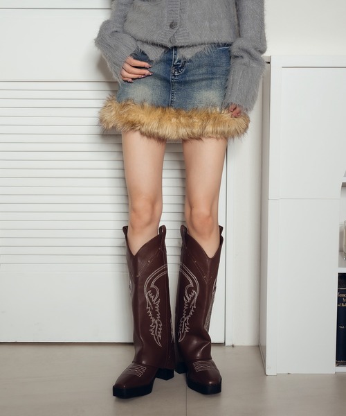 「sedacle girl」 デニムスカート SMALL インディゴブルー レディース_画像3