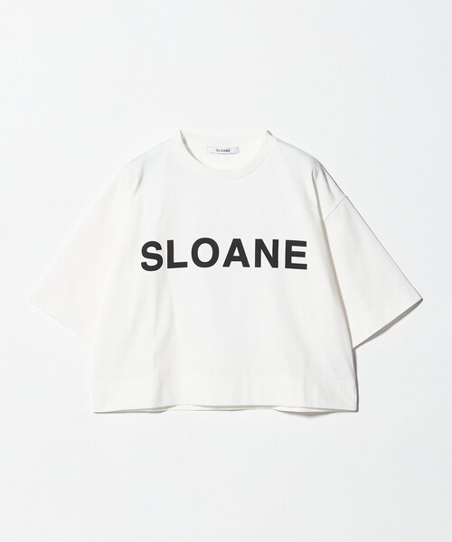 スローン　Tシャツ　ホワイト SLOANE（スローン） tシャツ 「SLOANE」ロゴ クロップド Tシャツ