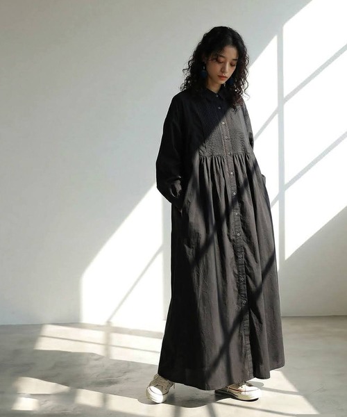 antiqua（アンティカ） シャツワンピース インド綿 ロングシャツ