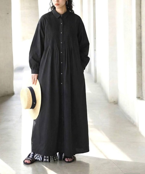 antiqua（アンティカ） シャツワンピース インド綿 ロングシャツ
