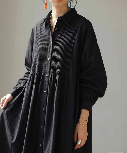 antiqua（アンティカ） シャツワンピース インド綿 ロングシャツ