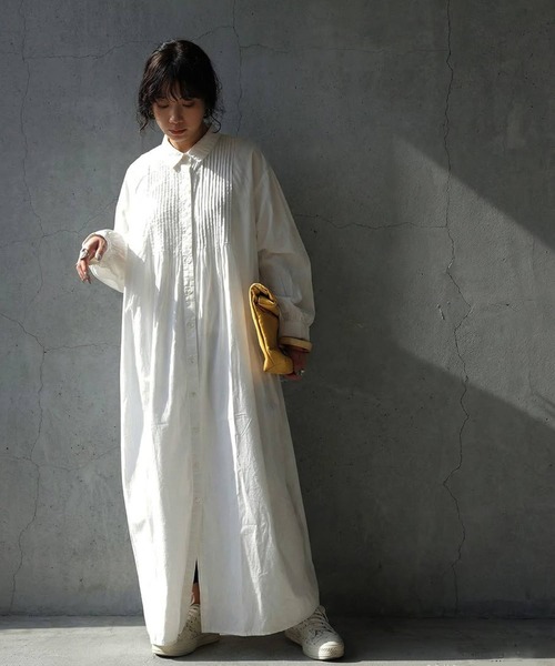 antiqua（アンティカ） シャツワンピース インド綿 ロングシャツ