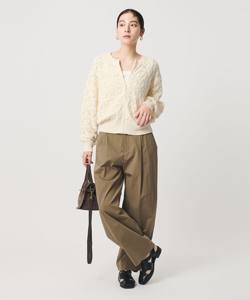 UNITED ARROWS 花柄レース ジップアップ長袖カーディガン BEAUTY＆YOUTH UNITED ARROWS カーディガン 「WEB限定 Wardrobe DAILY