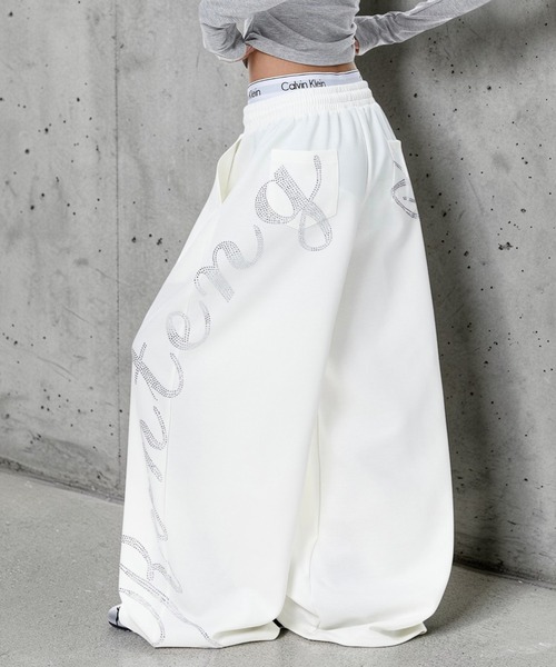 STONE  ホワイト スウェットパンツ mushwear（マッシュウェア） ワイドパンツ スウェットパンツ ジャージ