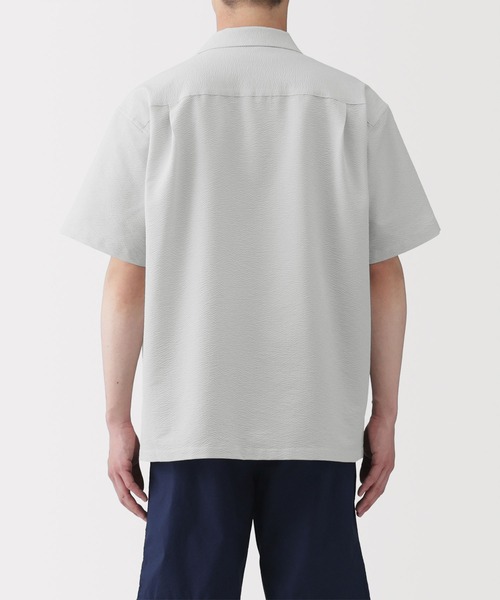 無印良品（MUJI） シャツ 半袖 紳士 風を通すストレッチサッカー