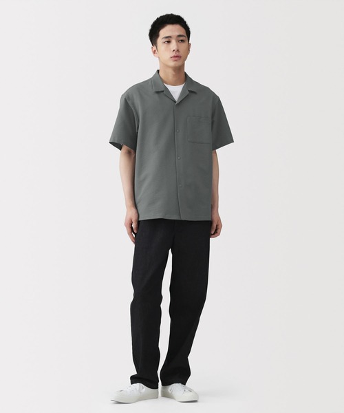 無印良品（MUJI） シャツ 紳士 風を通すストレッチサッカーオープン