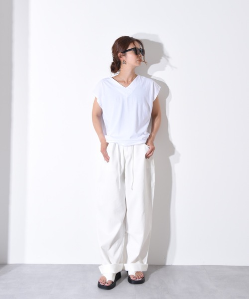 「CALIFORNIA OUTFITTERS」 「yeou」半袖カットソー FREE ブラック レディース_画像7