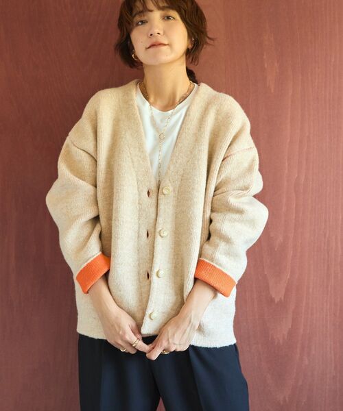 「AMERICAN HOLIC」 ニットカーディガン M アイボリー レディース_画像9