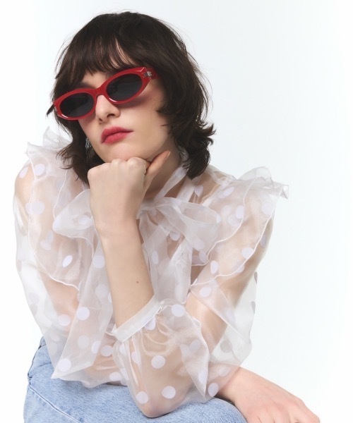 ROSY LUCE（ロージールーチェ） ブラウス シャツ SHEER DOT RUFFLE BOW