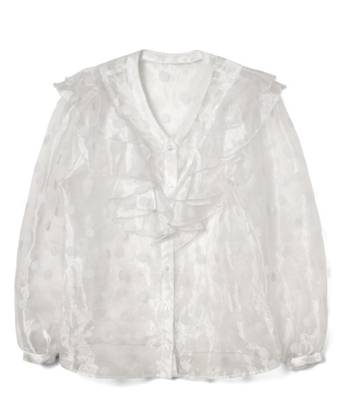ROSY LUCE（ロージールーチェ） ブラウス シャツ SHEER DOT RUFFLE BOW