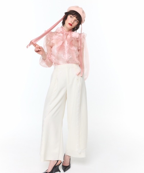ROSY LUCE（ロージールーチェ） ブラウス シャツ SHEER DOT RUFFLE BOW