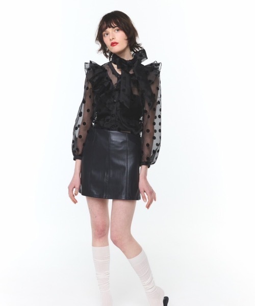 ROSY LUCE（ロージールーチェ） ブラウス シャツ SHEER DOT RUFFLE BOW