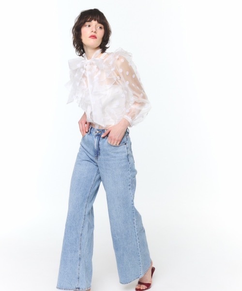 ROSY LUCE（ロージールーチェ） ブラウス シャツ SHEER DOT RUFFLE BOW