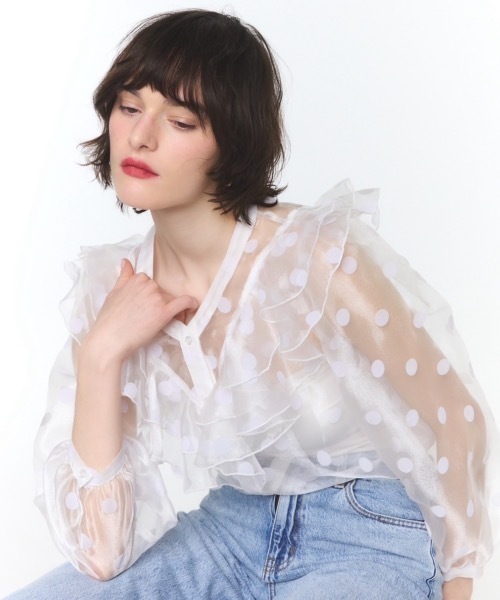 bow.a SHEER FRILL TOPS 白 未使用 ボウエー シアーフリル 【公式通販】