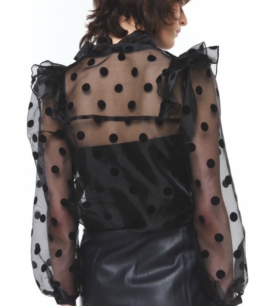 【haru】rosy luce トップス ROSY LUCE（ロージールーチェ） ブラウス シャツ SHEER DOT RUFFLE BOW