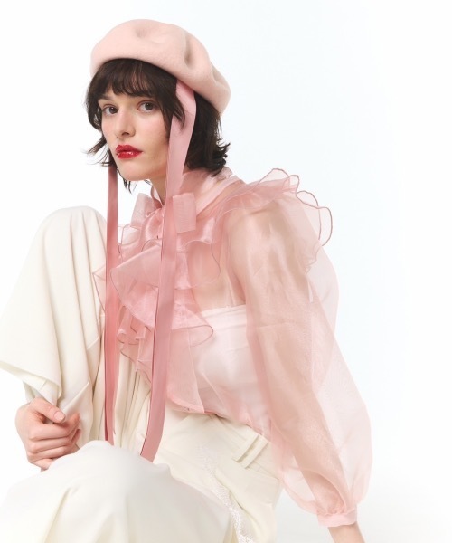 【haru】rosy luce トップス ROSY LUCE（ロージールーチェ） ブラウス シャツ SHEER DOT RUFFLE BOW
