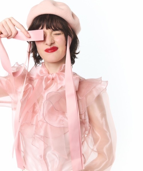 ROSY LUCE（ロージールーチェ） ブラウス シャツ SHEER DOT RUFFLE BOW