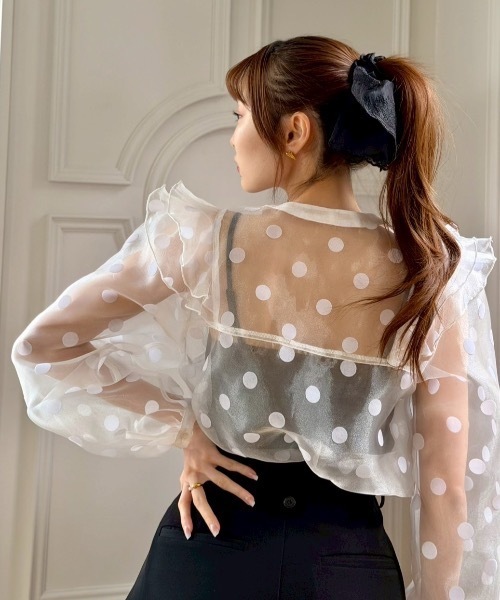 ROSY LUCE（ロージールーチェ） ブラウス シャツ SHEER DOT RUFFLE BOW