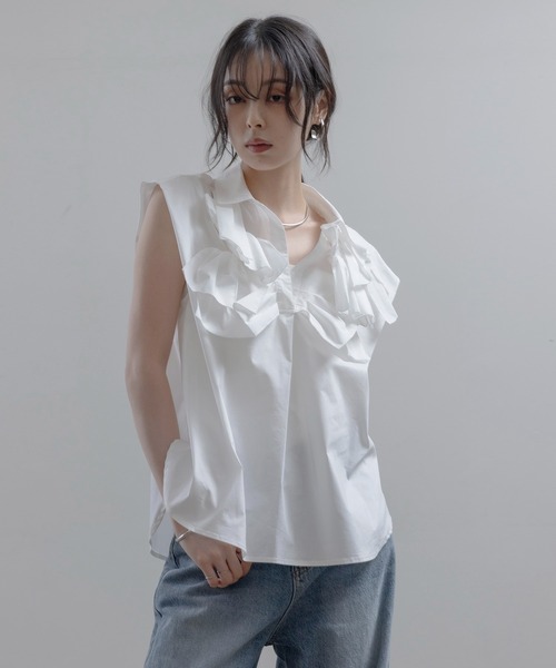 Eimee Law（エイミーロウ） ブラウス シャツ ランダムリボン タック 