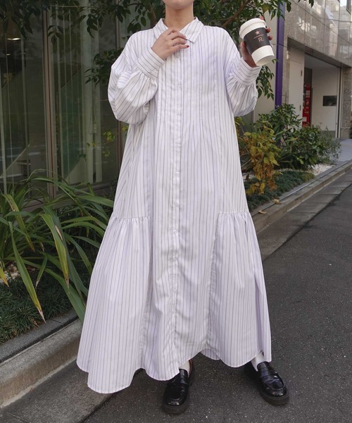 未使用✨ 2024 シャツワンピース SOFT DENSE COTTON CORNERS by KR」 シャツワンピース M サックスブルー レディース