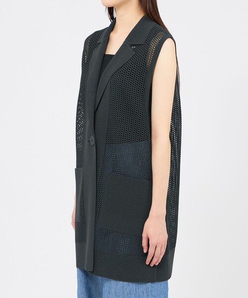 ベスト ジレ 「La maglia estate」 メッシュニットロングジレ レディースの画像