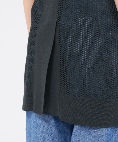 ベスト ジレ 「La maglia estate」 メッシュニットロングジレ レディースの画像
