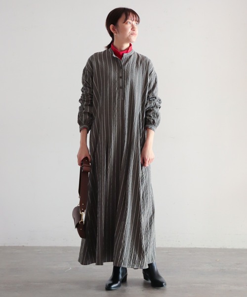 「NOMBRE IMPAIR」 長袖ワンピース FREE グレー レディース_画像2