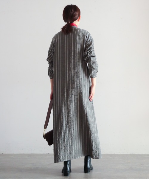 「NOMBRE IMPAIR」 長袖ワンピース FREE グレー レディース_画像3