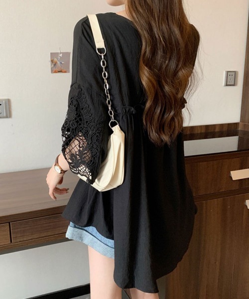 「SallyLunn」 7分袖ブラウス LARGE ブラック レディース_画像4