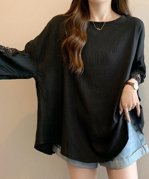 「SallyLunn」 7分袖ブラウス LARGE ブラック レディース_画像5