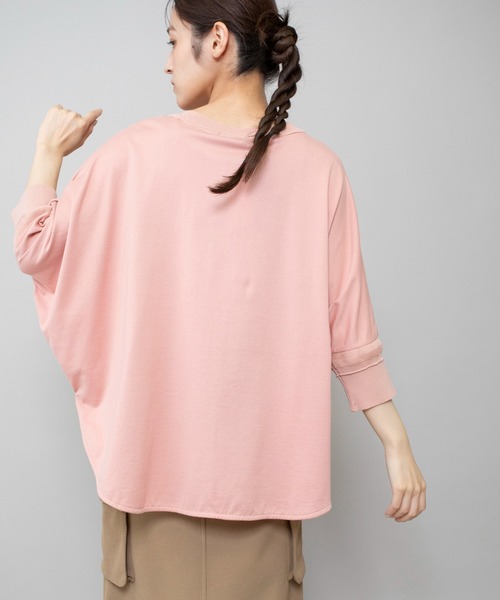 Munich ブラウス シャツ コットン×ニットリブ クルーネックリブ
