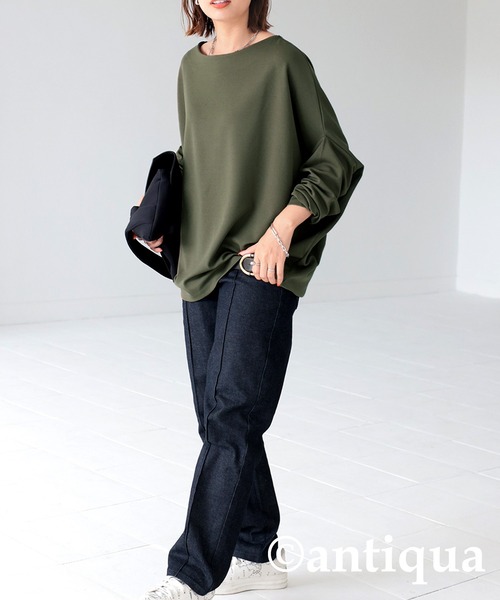 antiqua（アンティカ） antiqua tシャツ ボートネックドルマントップス
