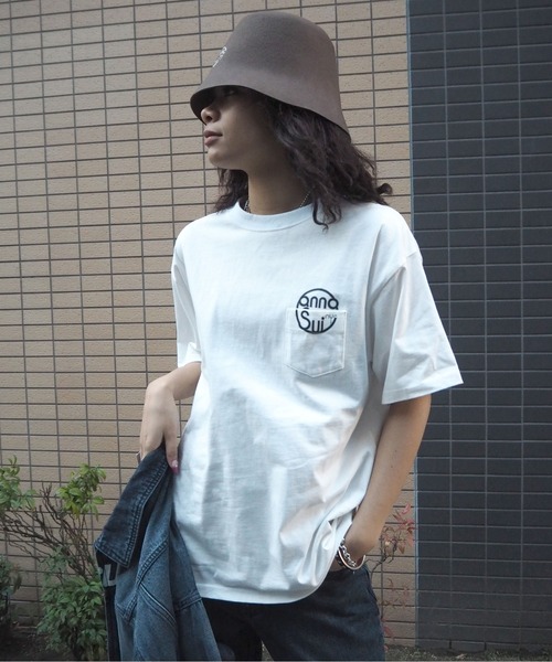 【関税込み】Anna Sui Tシャツ 半袖 コットン Tシャツ ANNA SUI アナ スイ ブラック レギュラー