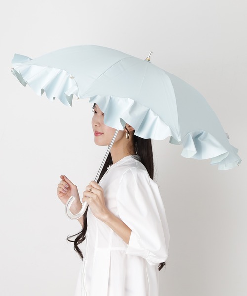 LANVIN en Bleu 傘 一級遮光 晴雨兼用日傘 長傘 フレアフリル LANVIN en Bleu 傘 一級遮光 晴雨兼用日傘 長傘 フレアフリル