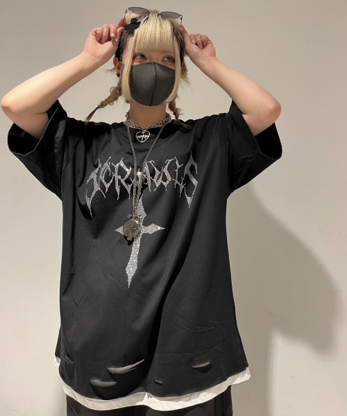 tシャツ A'GEM/9 × .kom「NOVESSEL/ノベセル」クロスデザインTシャツ レディース NOVESSEL tシャツ A'GEM/9 × .kom「NOVESSEL/ノベセル」クロス