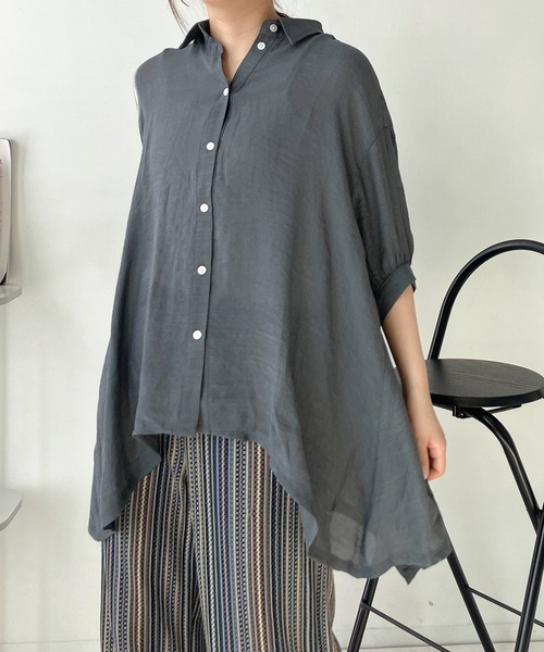 BARNEYS NEW YORK グレー 五分袖 チュニック BARNEYS NEW YORK グレー 五分袖 チュニック - メルカリ