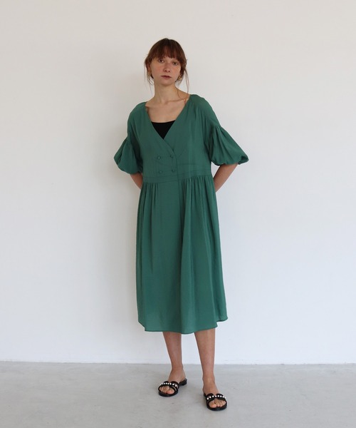 DRESSLAVE ワンピース cash-coeur volume sleeve dress(カシュクール  