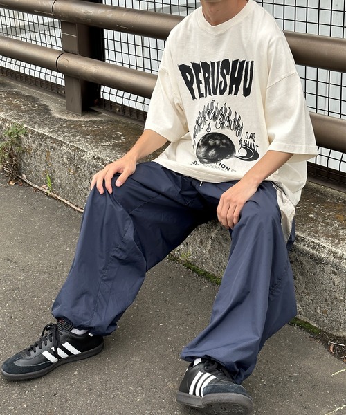 Perushu パンツ カーゴパンツ 配色ポケットリップストップナイロン