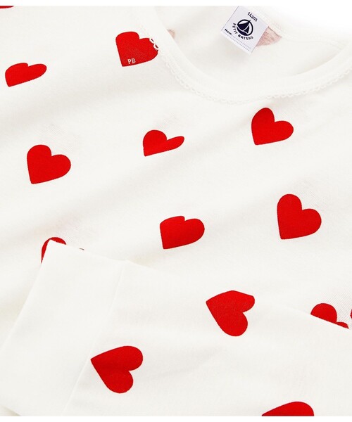 クーポン】【PETIT BATEAU/プチバトー】ハートプリント長袖