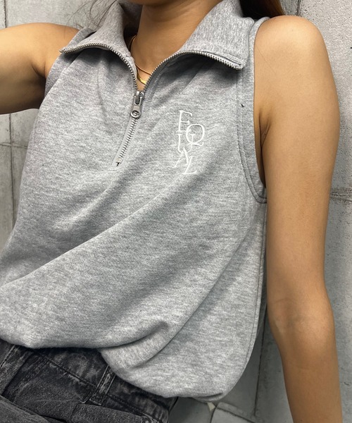 Roger&Raw トレーナー スウェット ハーフジップノースリーブ