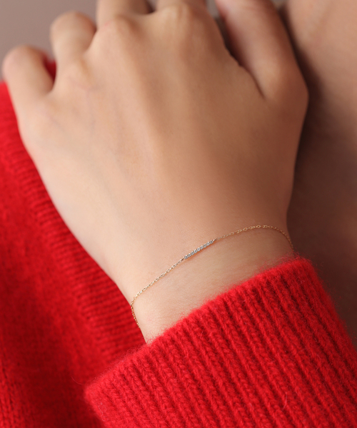 【美品・保証書あり】Lilas☆ダイヤ10㎜バーブレスレット　K10 Lilas ブレスレット ダイヤ10mmバーブレスレット K10 レディース