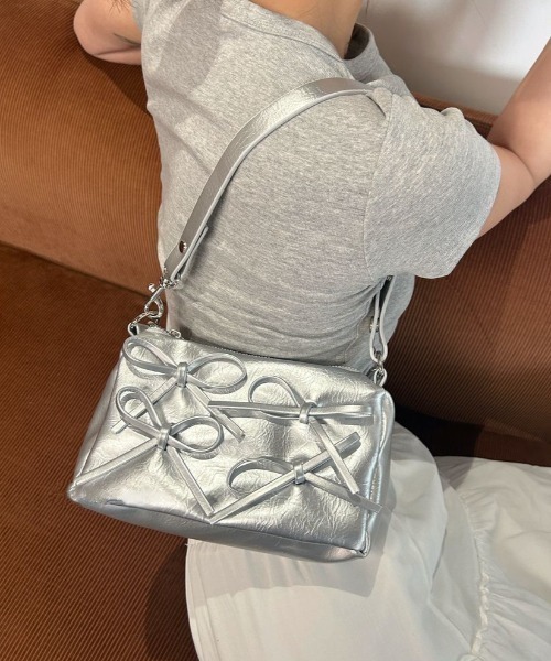 LACーVERT ハンドバッグ シルバーミニリボンハンドバッグ : ZOZOTOWN