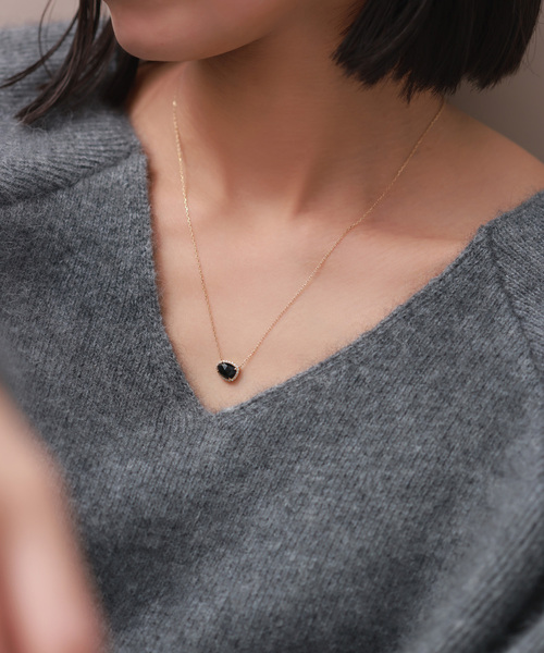 Lilas ネックレス スライスオニキスダイヤネックレス K10