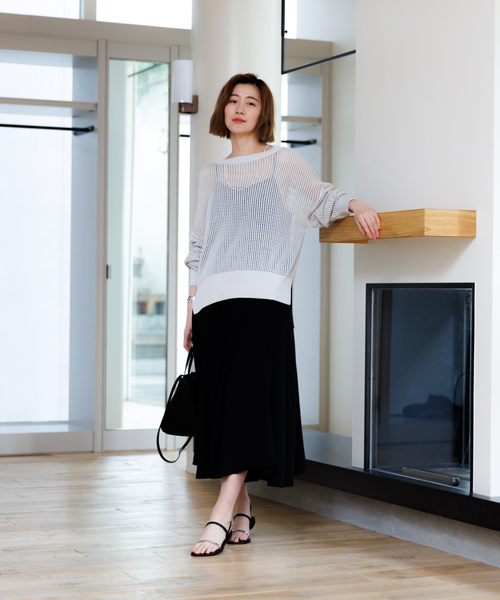 Rouge vif メッシュトップス　メッシュニット Rouge vif la cle｜グリットメッシュニットプルオーバー