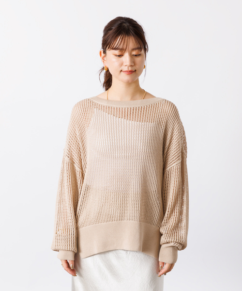 Rouge vif メッシュトップス　メッシュニット Rouge vif ニット セーター グリットメッシュニットプルオーバー