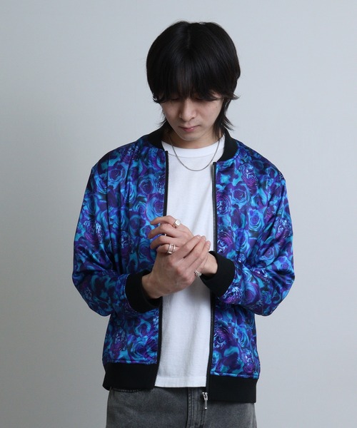 パフォーマンスプリント MA-1ジャケット REGIEVO（レジエボ） ma1 ma-1 Rose print MA-1 / ローズプリントMA-1