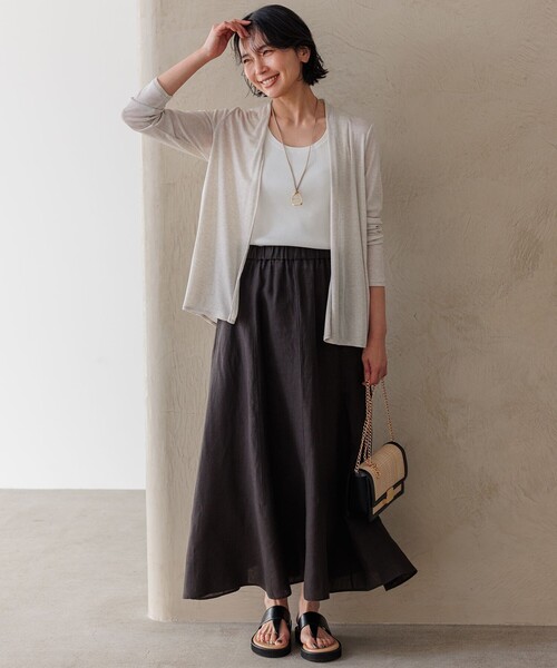 新品【23区】洗える LIBECO フレアロングスカート ICB/自由区 23区（ニジュウサンク） スカート 「洗える」LIBECOリネン フレア