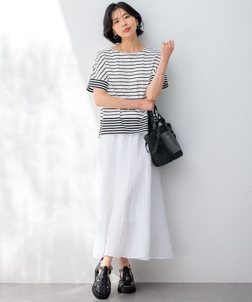 23区（ニジュウサンク） スカート 「洗える」LIBECOリネン フレア