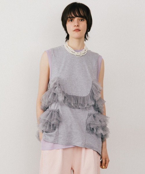 LA BELLE ETUDE tシャツ ボリュームフリルチュールデザイン